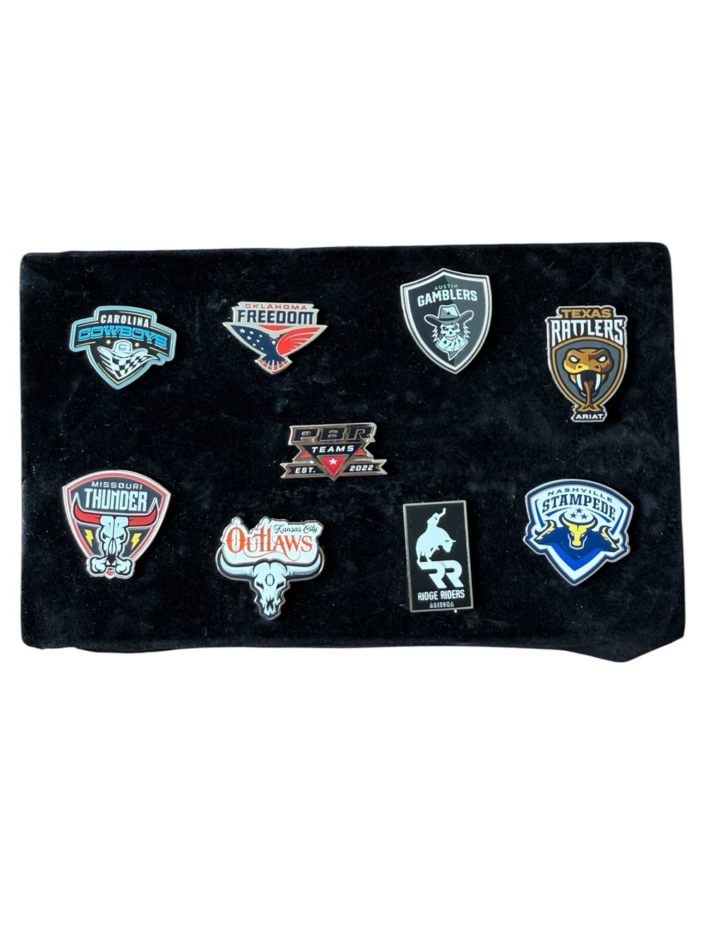 PBR Team Series Rodeo Bull Riding 9 Pin Lot Carolina Cowboys Texas Rattlers